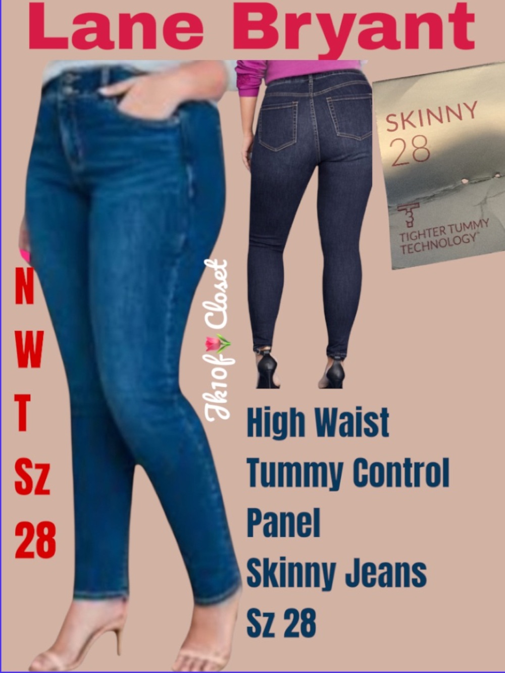 LOWEST🌺NWT LANE BRYANT Sz28 TUMMY CONTROL PANEL High-Waist SKINNY JEANS